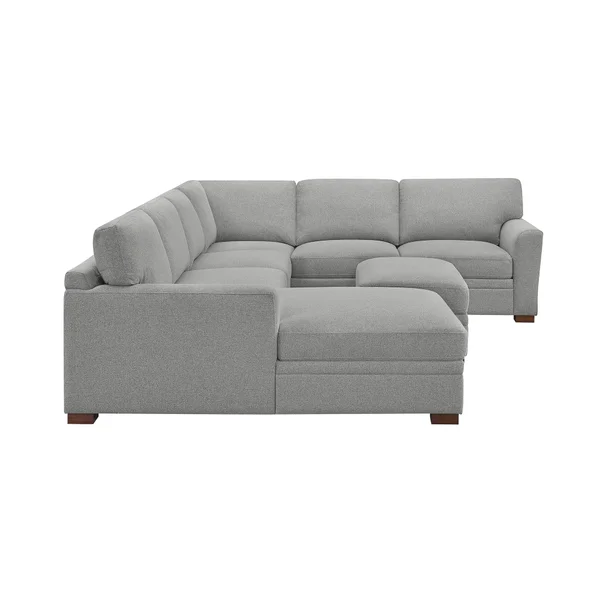Thomasville Langdon Fabric Sectional with Chaise and Storage Ottoman, Gray