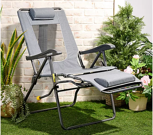 GCI Outdoor Legz Up Folding Lounge Chair with Leg Rest & Backpack Straps