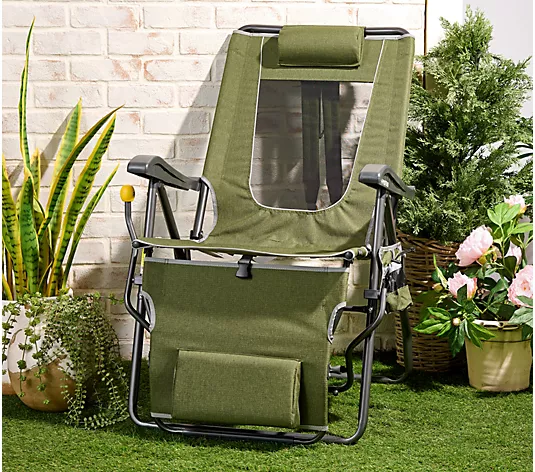 GCI Outdoor Legz Up Folding Lounge Chair with Leg Rest & Backpack Straps