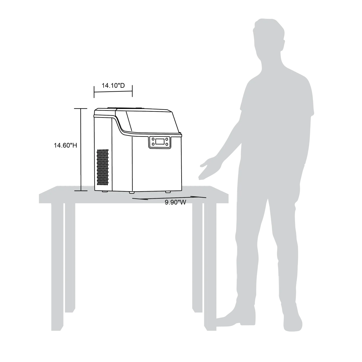 Newair Countertop Clear Ice Maker, 45 lbs. of Ice a Day with FrozenFallTM Technology, Custom Ice Thickness Settings, 1-Gallon Water Bottle Dispenser, 24-Hour Timer, Automatic Self-Cleaning Function, BPA-Free Parts and Oversized Ice Viewing Window