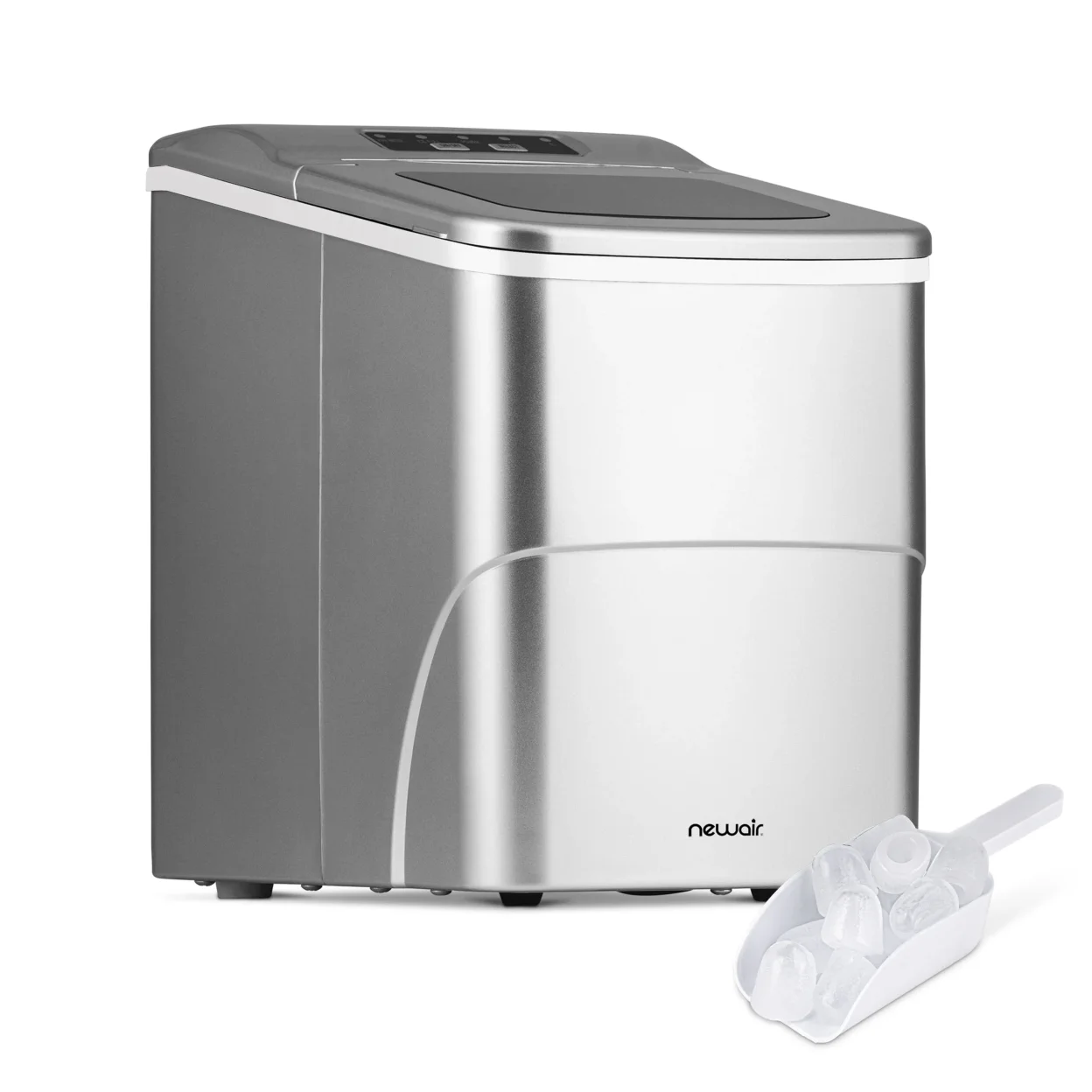 Newair 26 lbs. Countertop Ice Maker, Matte Black Portable and Lightweight, Intuitive Control, Large or Small Ice Size, Easy to Clean BPA-Free Parts, Perfect for Cocktails, Scotch, Soda and More