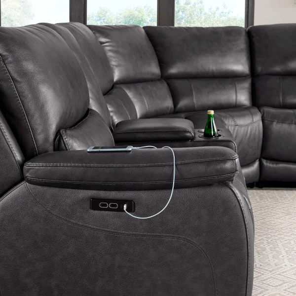 Wylder Leather Power Reclining Sectional with Power Headrests
