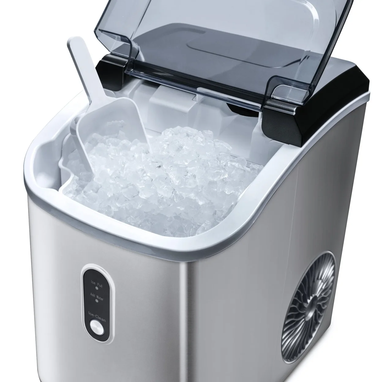 Newair 26 lbs. Countertop Nugget Ice Maker, Large Ice Viewing Window, Self-Cleaning Button and Easy-Pour Waterspout, Perfect for Cocktails, Smoothies, Soda and More