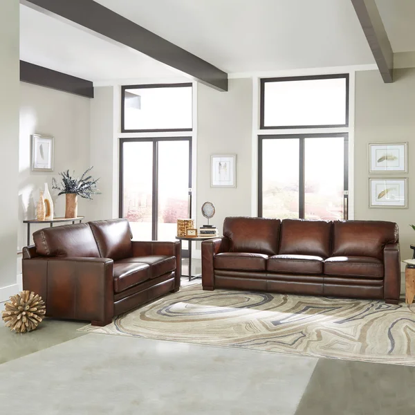 Luca 2-piece Top Grain Leather Set - Sofa, Loveseat