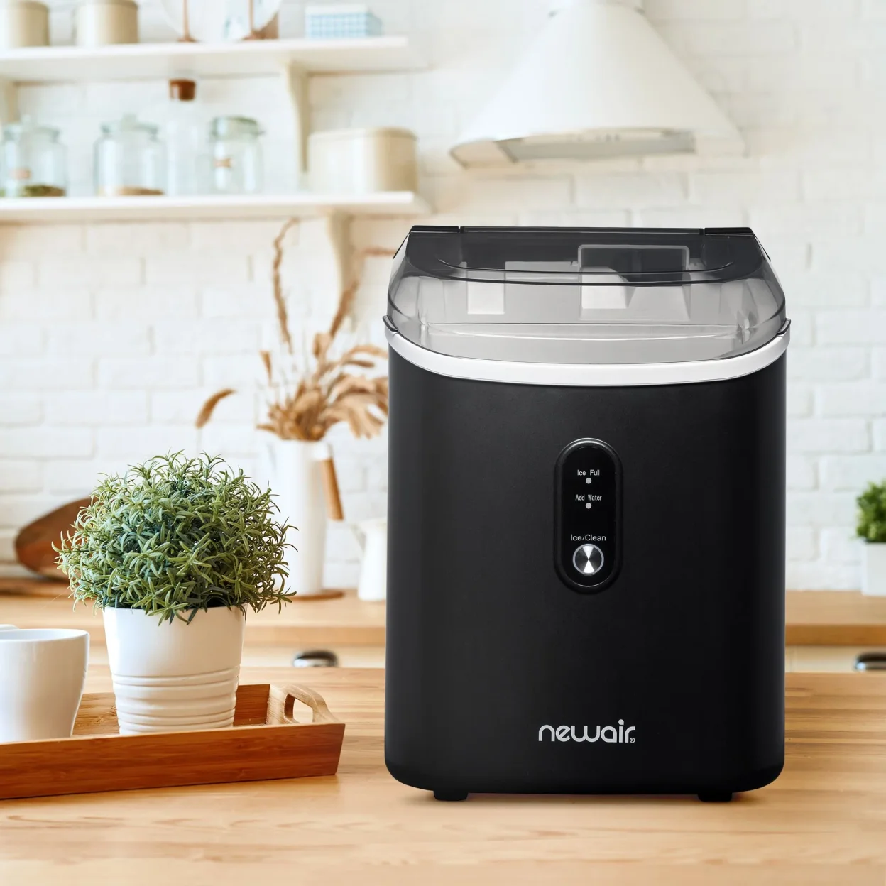Newair 26 lbs. Countertop Nugget Ice Maker, Large Ice Viewing Window, Self-Cleaning Button and Easy-Pour Waterspout, Perfect for Cocktails, Smoothies, Soda and More