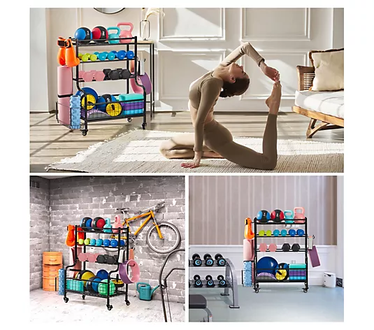 LUGO Heavy-Duty Dumbbell Storage Rack with Wheels and Hooks