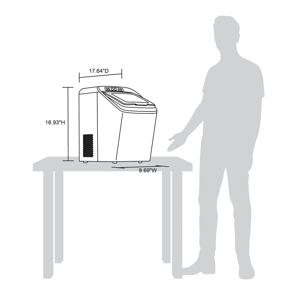 Newair 30 Lb. Countertop Nugget Ice Maker with Slim, Space-Saving Design, Self-Cleaning Function, Automatic Water Line and Refillable Water Tank, Perfect for Kitchens, Offices, Boats, and More