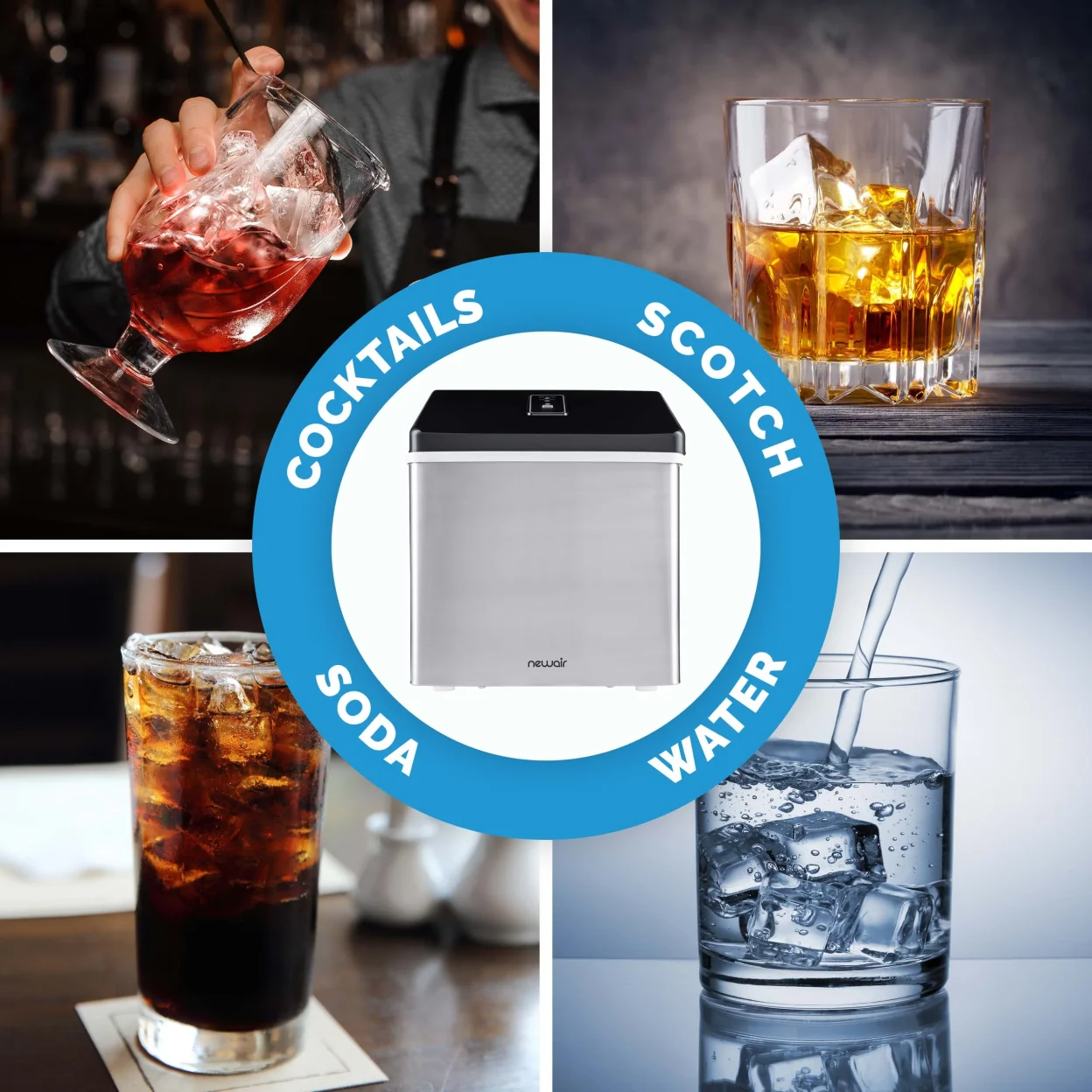 Newair Countertop Clear Ice Maker, 40 lbs. of Ice a Day with Easy to Clean BPA-Free Parts