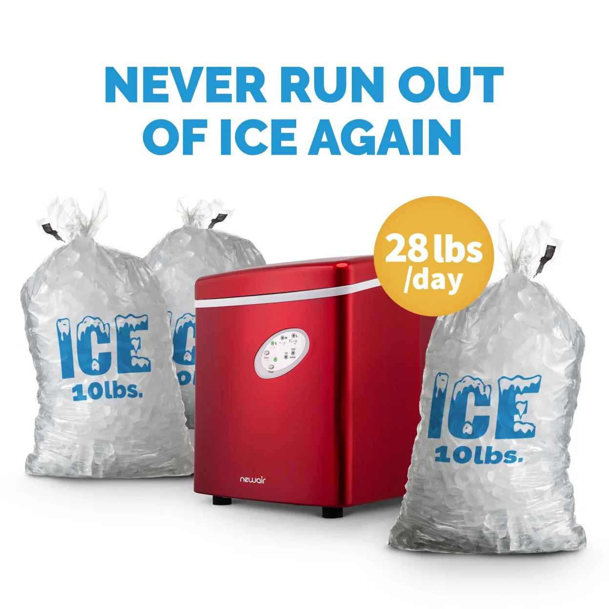 Newair Countertop Ice Maker, 28 lbs. of Ice a Day, 3 Ice Sizes, BPA-Free Parts