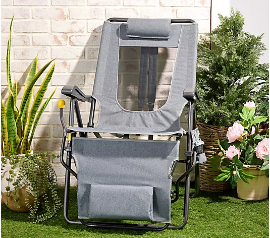 GCI Outdoor Legz Up Folding Lounge Chair with Leg Rest & Backpack Straps